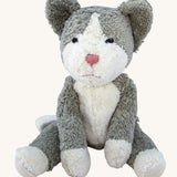 Senger Small Floppy grey and white Cat soft toy.