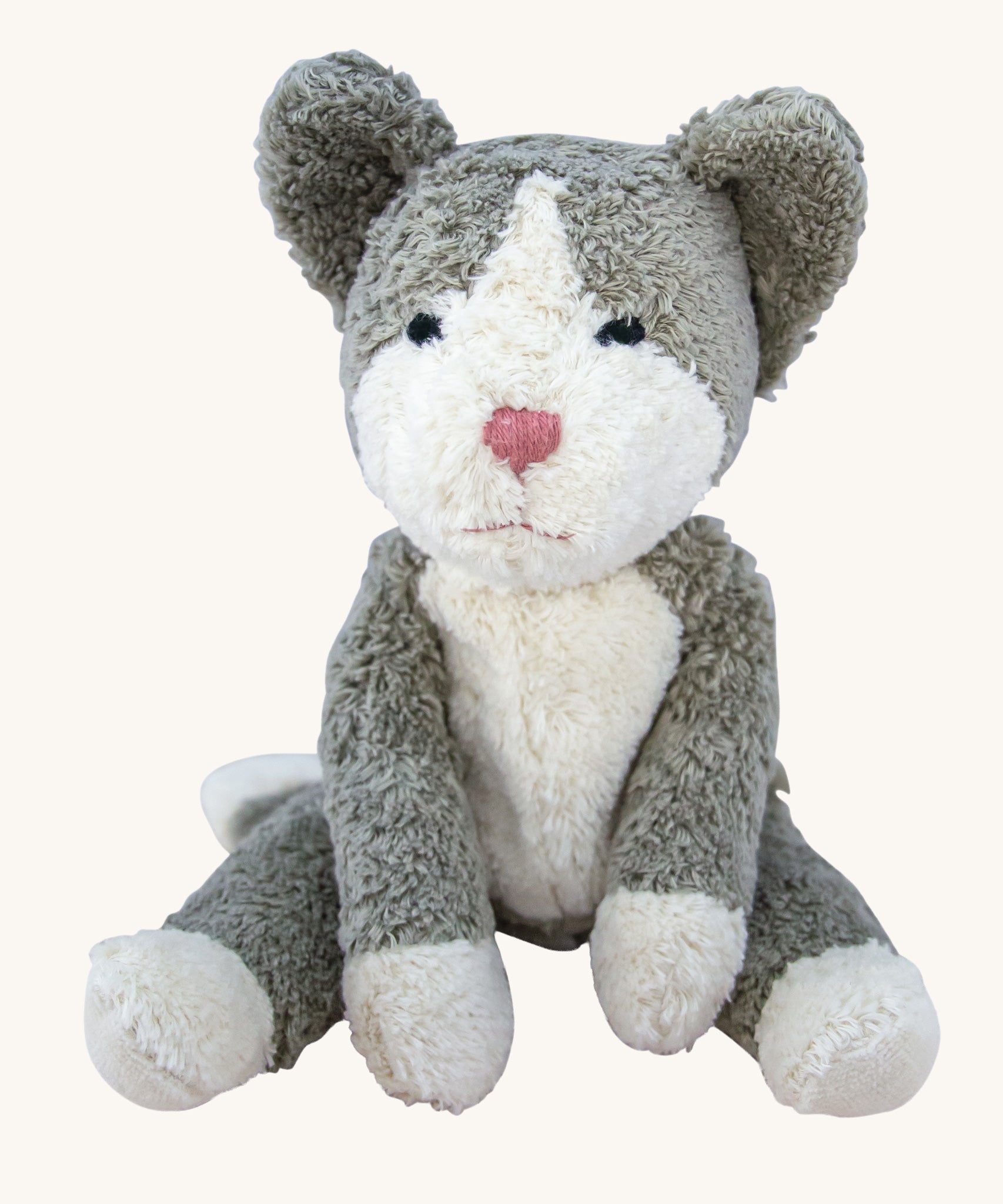 Senger Small Floppy grey and white Cat soft toy.