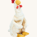 Senger Cuddly White Chicken - Small organic heatable soft toy on a cream background.