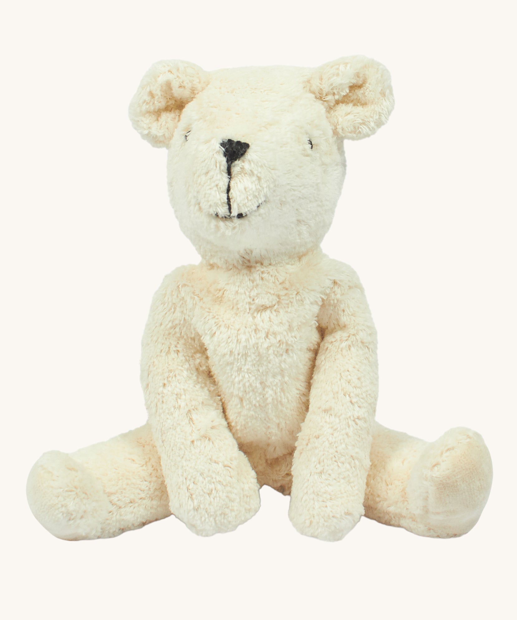 A Senger Small white Floppy Bear soft toy made using organic cotton and natural fillings.