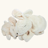 Senger large white cuddly rabbit soft toy next to the smaller version. 