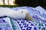 A close up of the head on the Senger white organic cotton goose pillow.