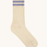 Silverstick Air Organic Cotton Sports Socks with ametista purple coloured stripes.