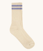 Silverstick Air Organic Cotton Sports Socks with ametista purple coloured stripes.