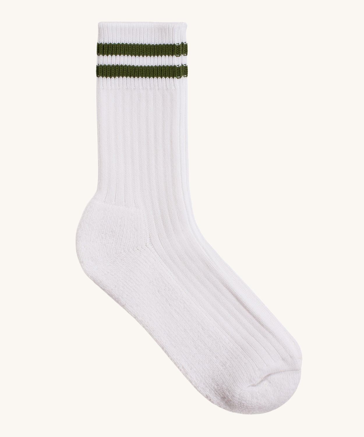 Silverstick Air Organic Cotton Sports Socks with green coloured stripes on white.