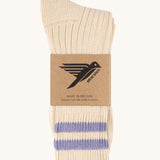 Silverstick Air Organic Cotton Sports Socks with ametista purple coloured stripes.