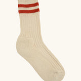 Silverstick Air Organic Cotton Sports Socks in cream with tennis orange stripes.