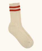 Silverstick Air Organic Cotton Sports Socks in cream with tennis orange stripes.