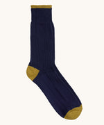 Silverstick Caburn Organic Cotton Socks in the Adriatico navy colour way. 