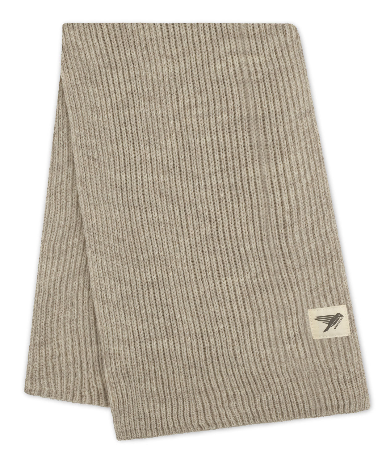 The Silverstick Cirrus Merino Wool Scarf in the Oat colour way shown folded. Silverstick are proudly made in the UK and stocked here at Babipur. 