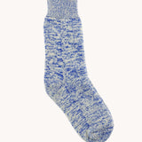 British made wool hiking socks by Silverstick, in a Royal Blue with grey and white patterns.