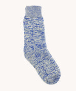 British made wool hiking socks by Silverstick, in a Royal Blue with grey and white patterns.