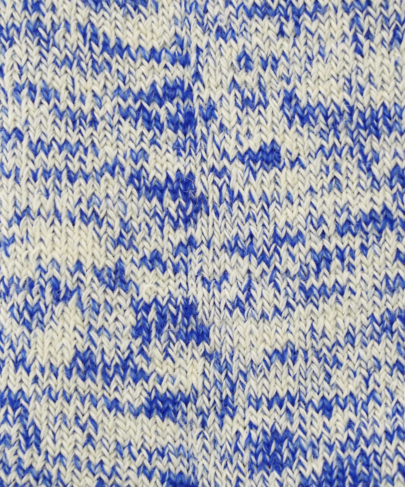 A close up of the British made wool hiking socks by Silverstick, in a Royal Blue with grey and white patterns.