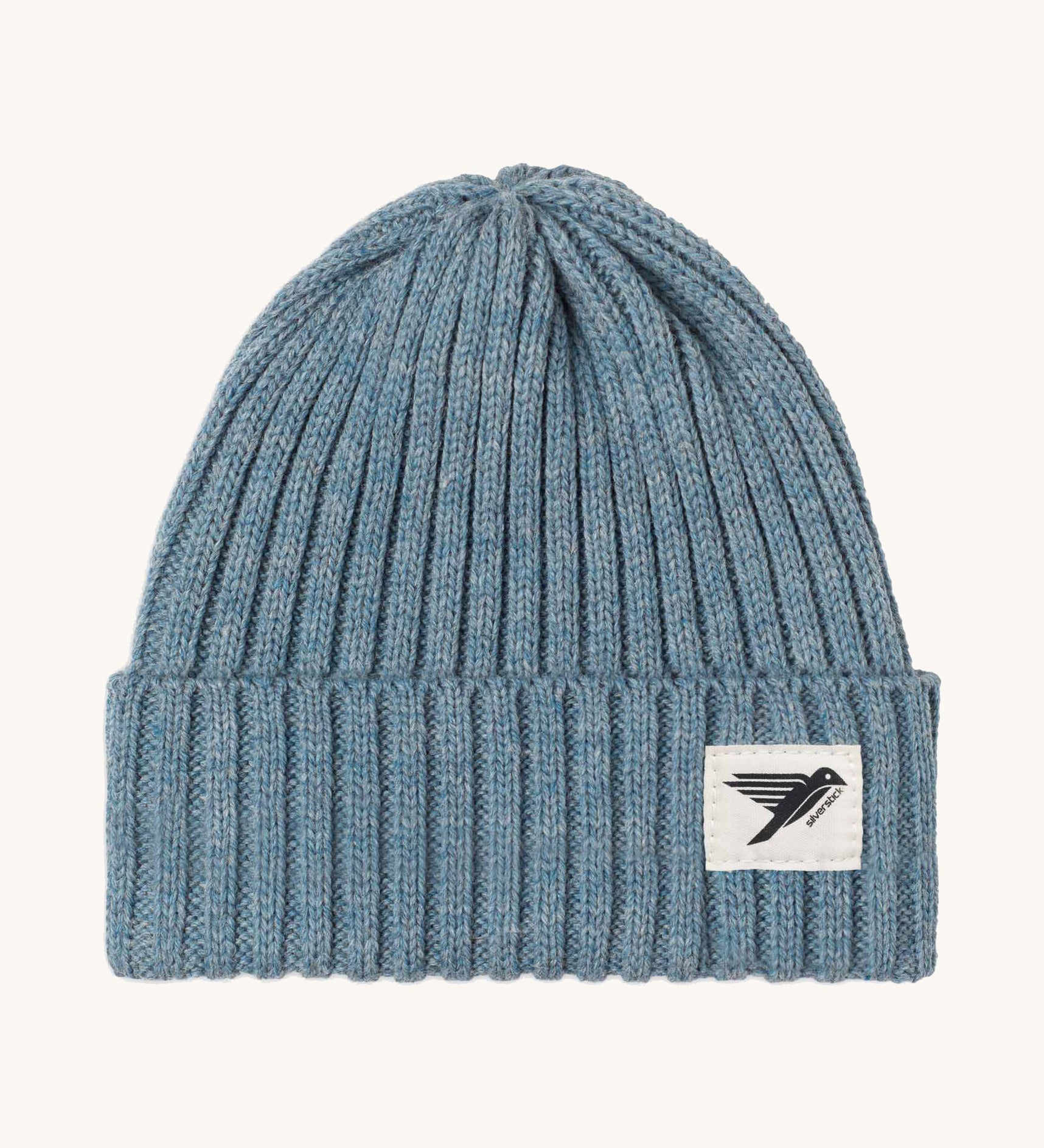 The Silverstick Merino Wool blue beanie for winter hikes, made in Britain. 