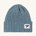 The Silverstick Merino Wool blue beanie for winter hikes, made in Britain. 