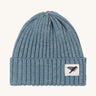 The Silverstick Merino Wool blue beanie for winter hikes, made in Britain. 