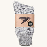 British made wool hiking socks by Silverstick, in a Dove marl with grey and white patterns.