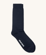 GOTS-Certified organic cotton socks by Silverstick in black with branding on the sole, made in Britain. 