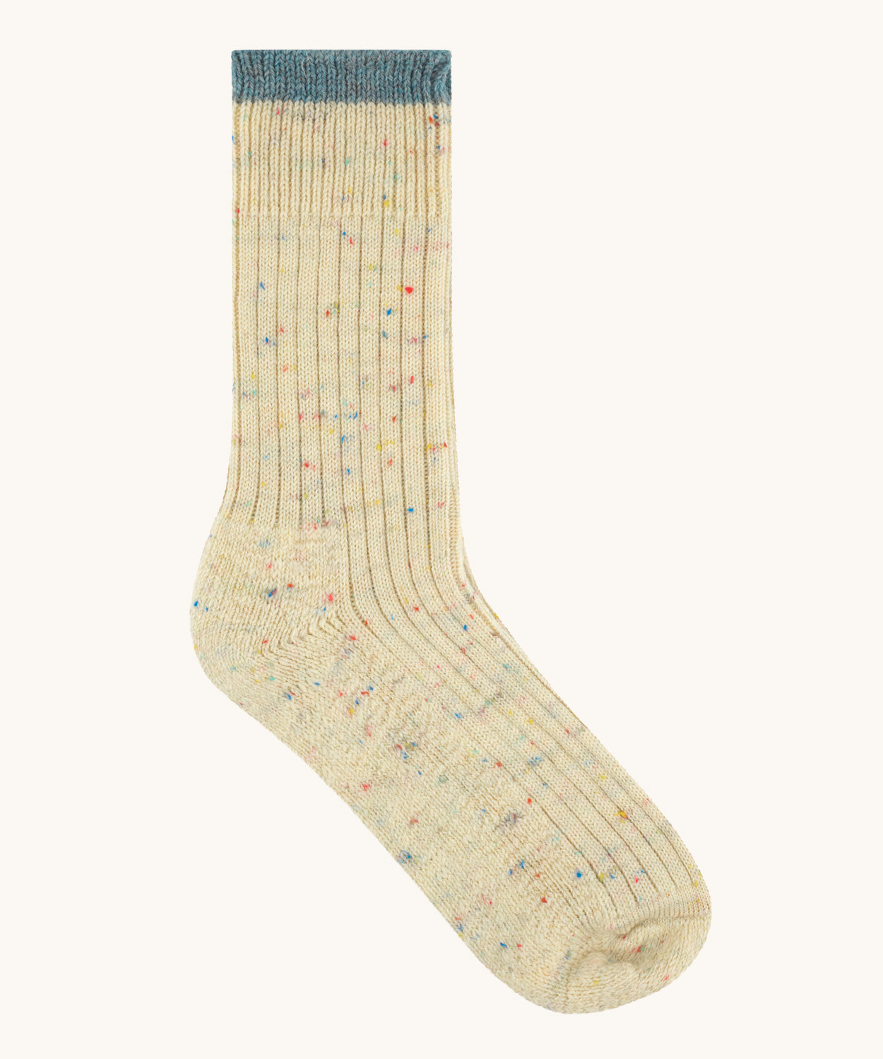 The Silverstick Pennine Wool Socks in the rainbow nepp colourway.