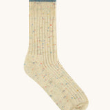 The Silverstick Pennine Wool Socks in the rainbow nepp colourway.