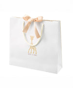 The luxury giftbag to accompany the Sophie the Giraffe Sophiestocated natural rubber baby teether gift set. 