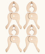 Set of 4 Speelbelovend giant wooden pegs that can be used to clamp cloths on Triclimbs and Trigonos dens