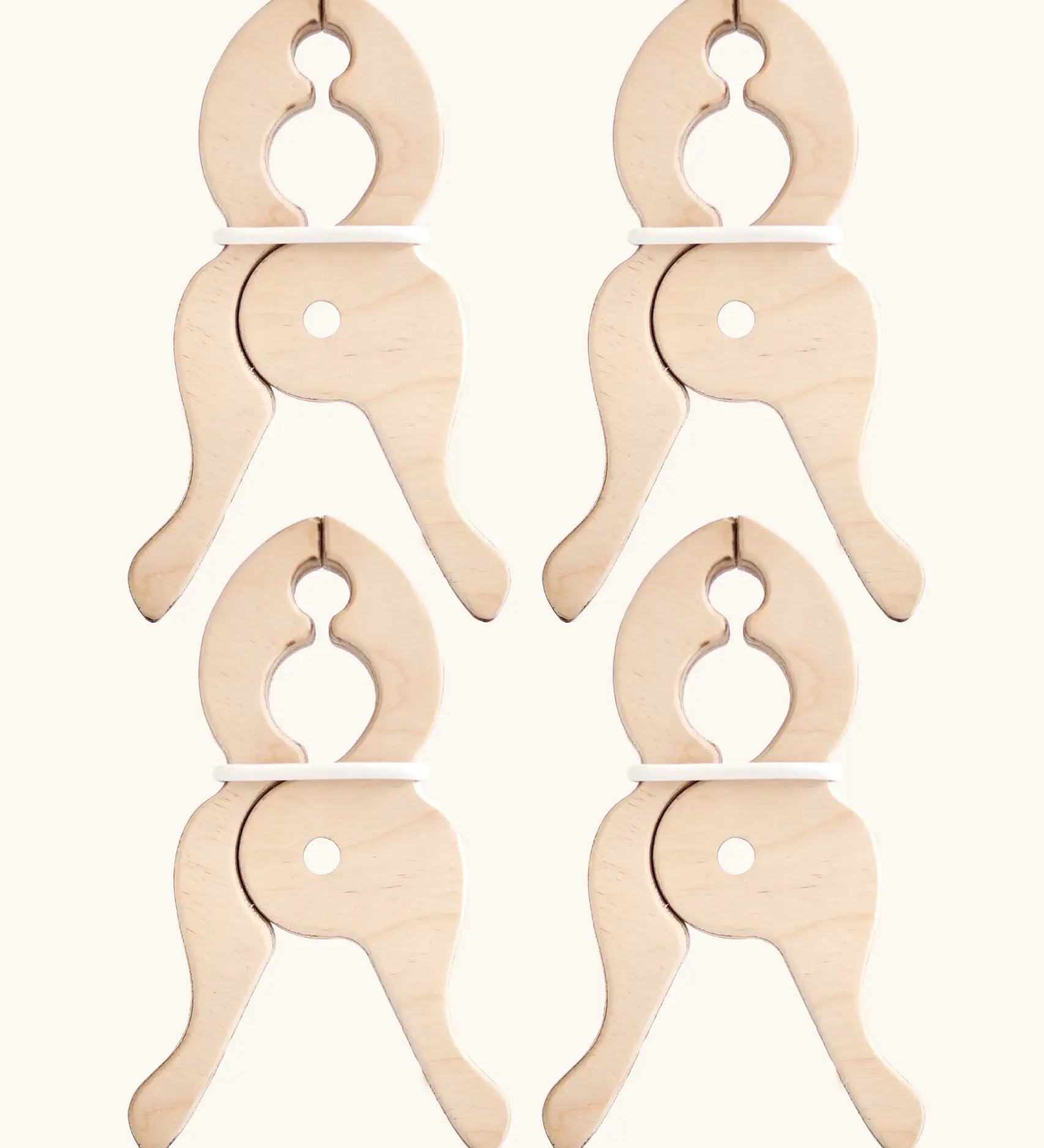 Set of 4 Speelbelovend giant wooden pegs that can be used to clamp cloths on Triclimbs and Trigonos dens
