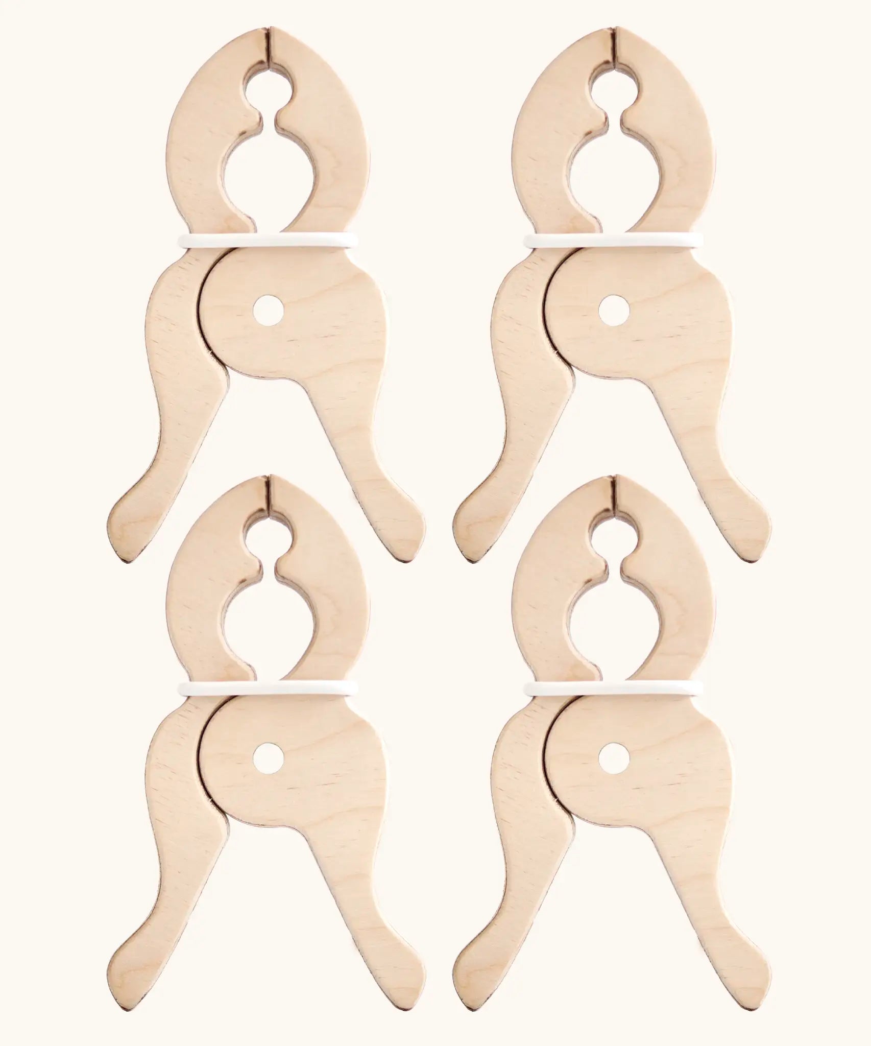 Set of 4 Speelbelovend giant wooden pegs that can be used to clamp cloths on Triclimbs and Trigonos dens