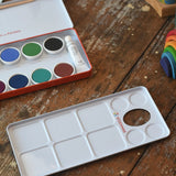 Metal paint pallet included with the Stockmar Opaque Watercolour Paint Tin Set.