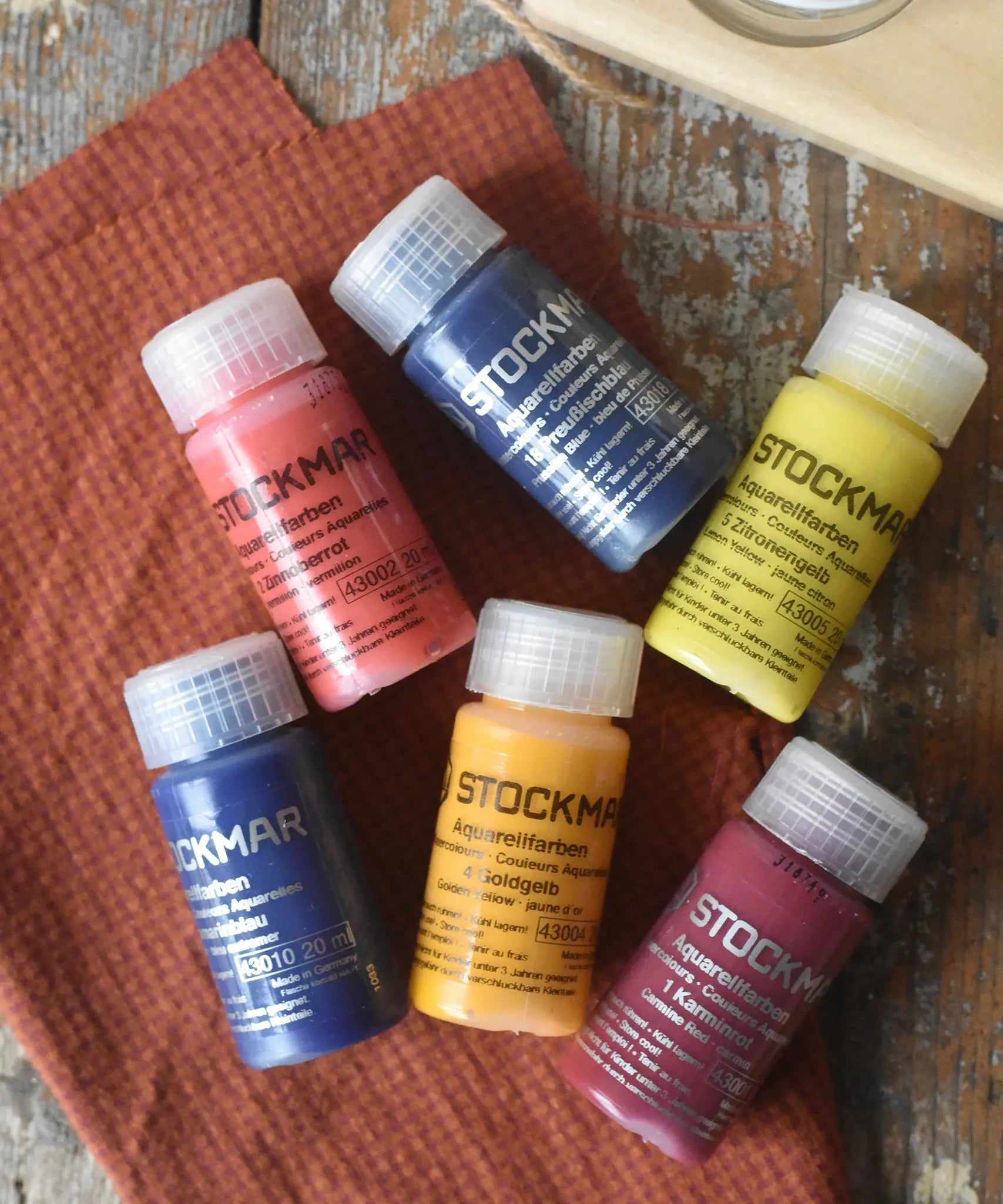 Stockmar 20ml concentrated watercolour paint in six different colours.