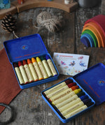 Stockmar 8 Standard Colour and 8 Waldorf colour assortment Wax Crayons sets in tins. 