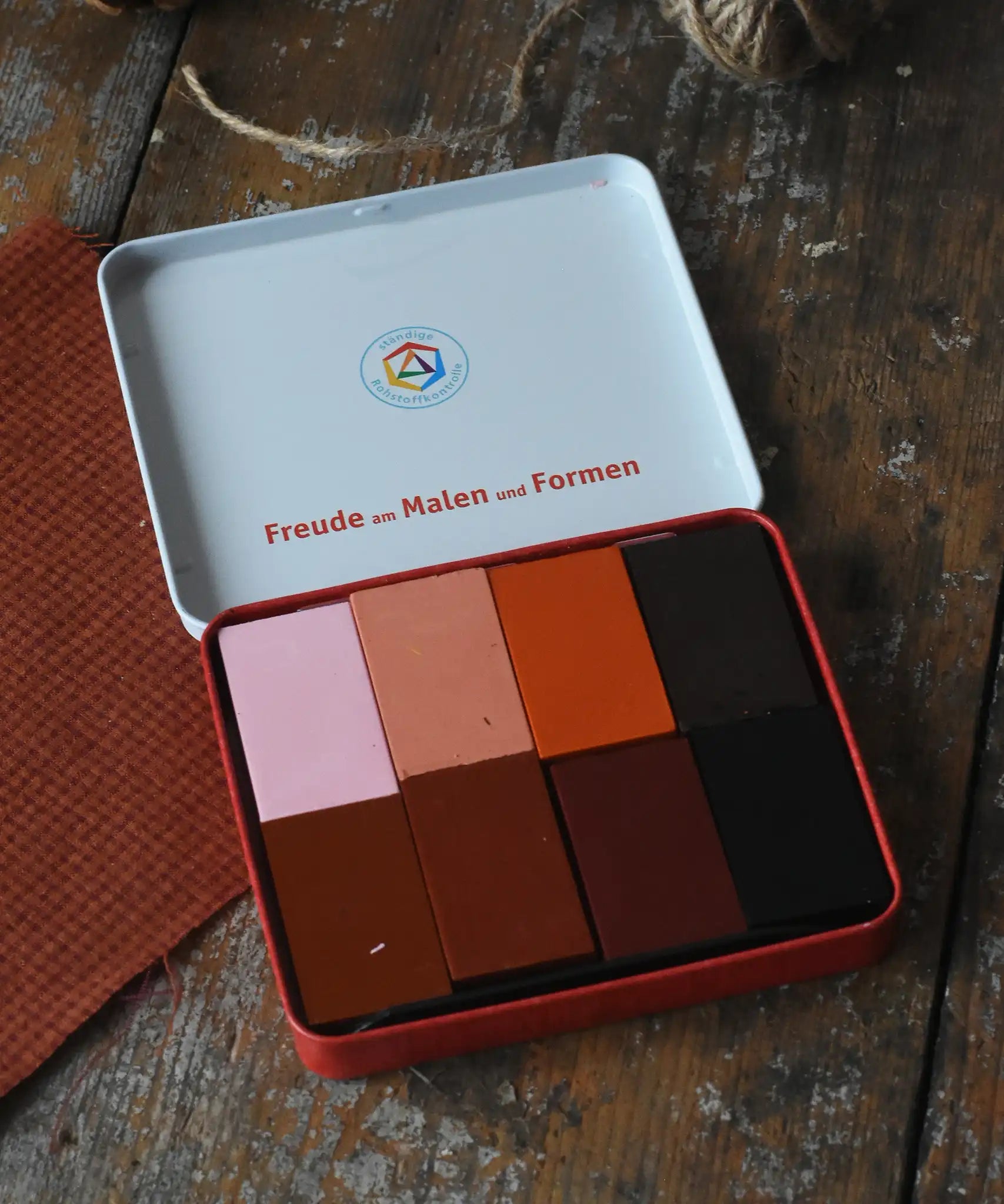 Stockmar colours of the world skin tone colour wax blocks crayons in a metal storage tin. 