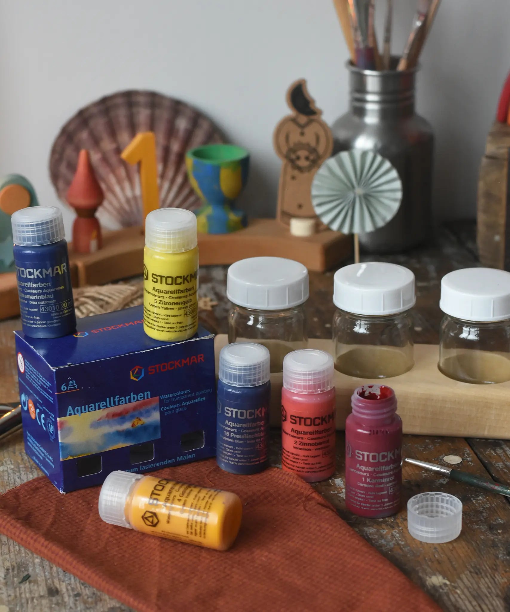 Stockmar basic colour concentrated watercolour paints. Set of 6 20ml paints. 