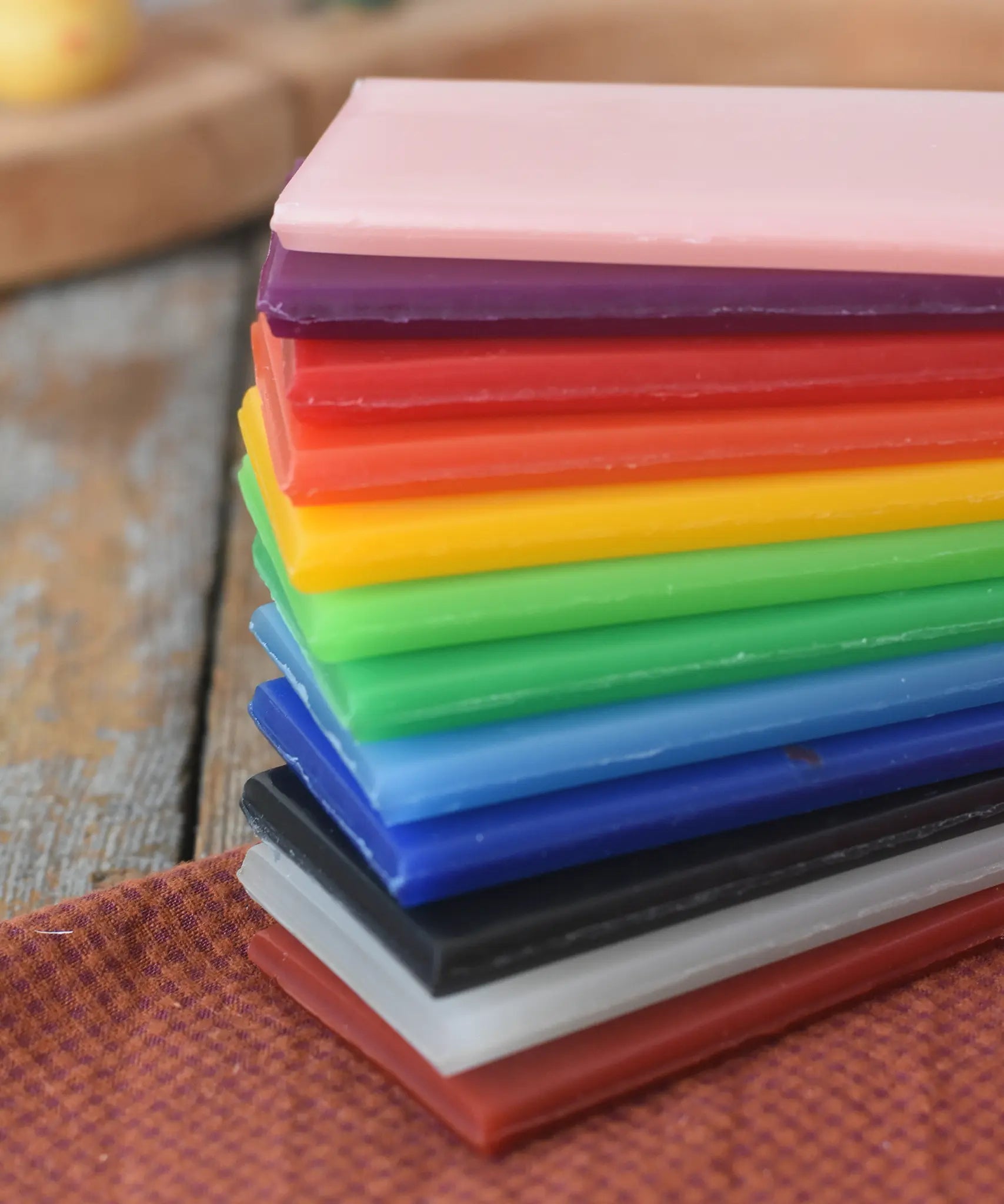 Stockmar Modelling Beeswax Clay 12 Colour Sheets stacked up. 