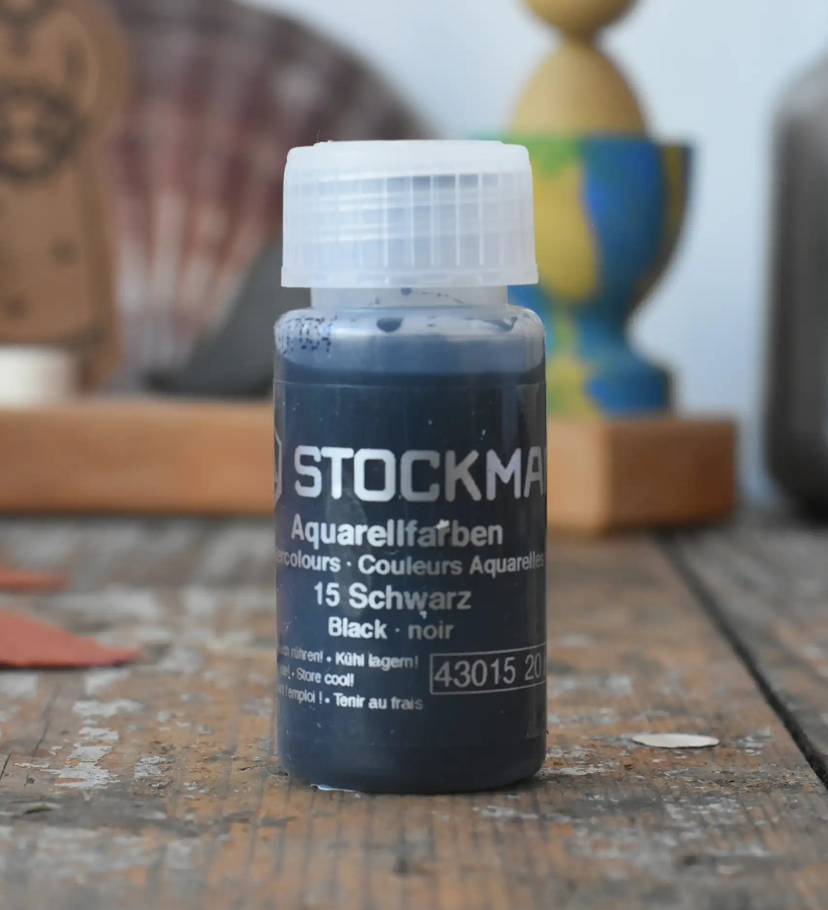 Stockmar 20ml liquid watercolour paint in black.