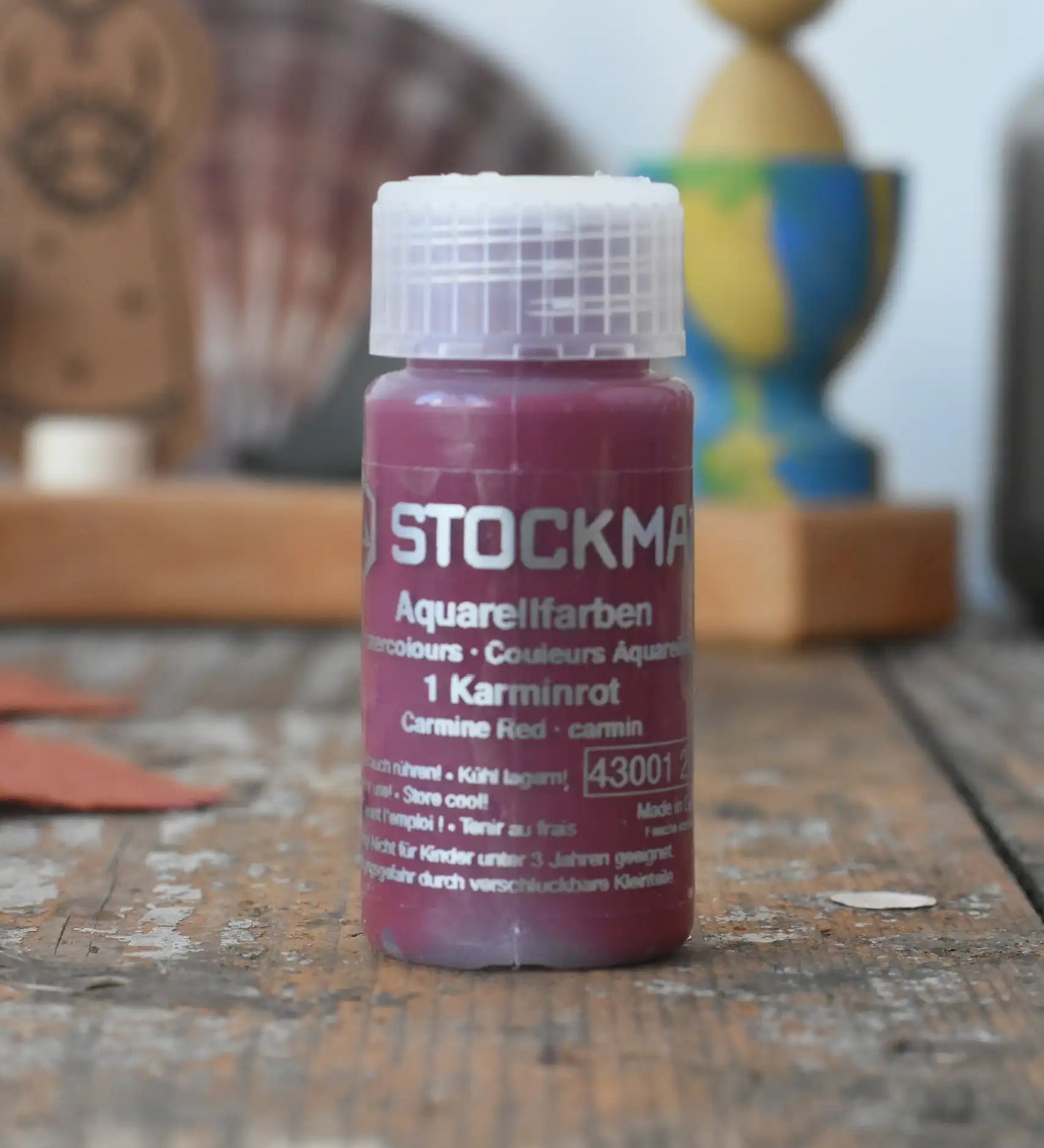 Stockmar 20ml liquid watercolour paint in carmine red.