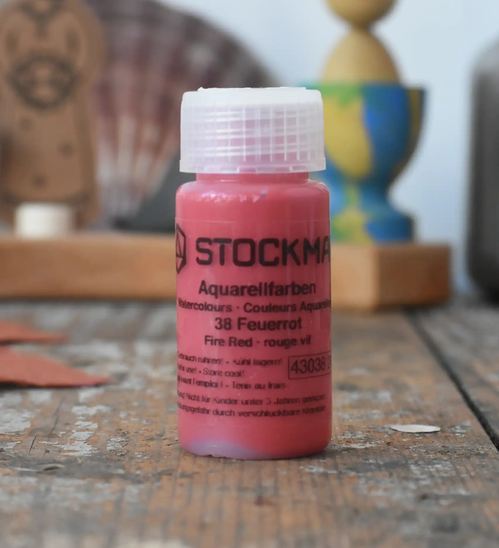 Stockmar 20ml liquid watercolour paint in fire red.