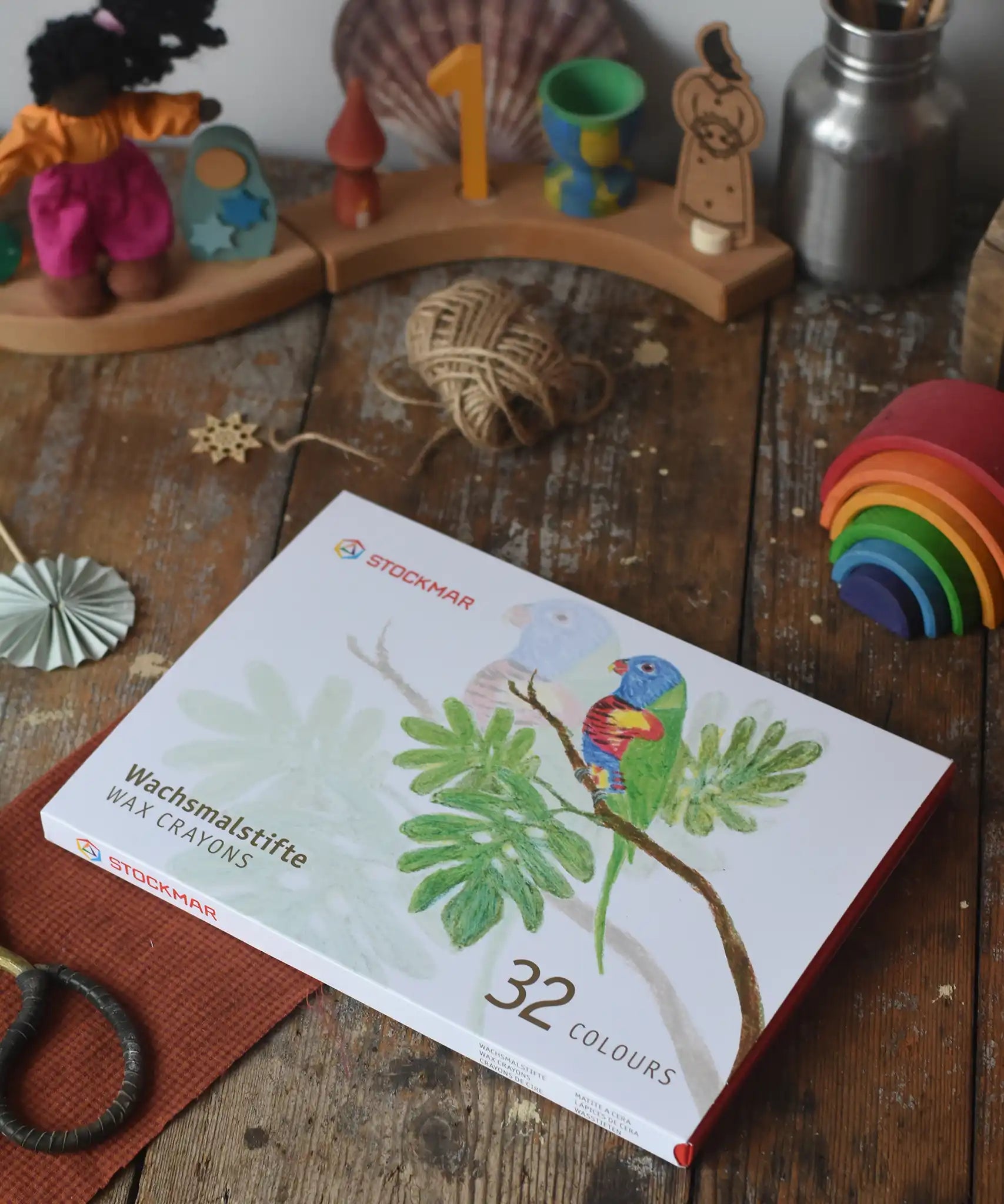 Stockmar 32 wax crayons stick set pack in a box. 