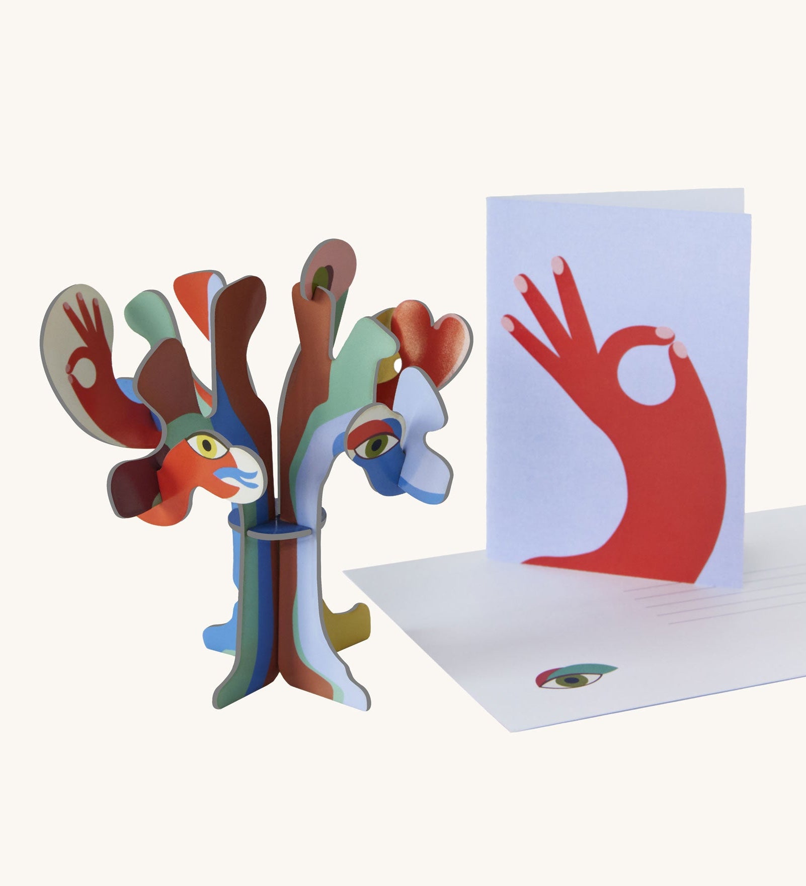 Studio Roof 3D Pop Out Card cosmic Tree. A 3D cardboard DIY tree with abstract style eyes