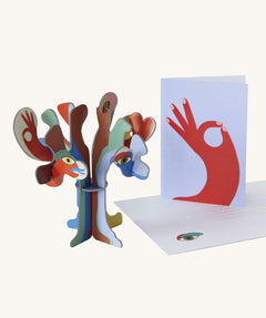 Studio Roof 3D Pop Out Card cosmic Tree. A 3D cardboard DIY tree with abstract style eyes