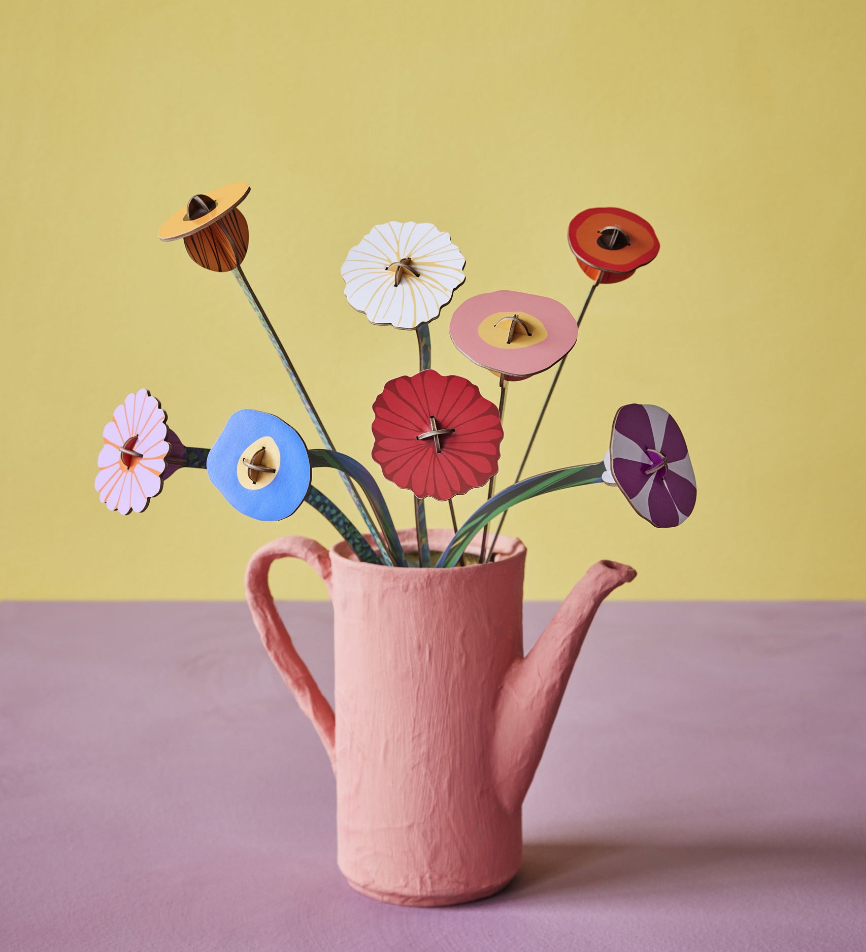 Studio Roof Cardboard Bouquet in a  Klimt's Garden design. A DIY Cardboard craft kit that makes up 8 3D flowers. This 3D pop out DIY kit is part of Studio Roof's artist flowers collection which is available at Babipur. 