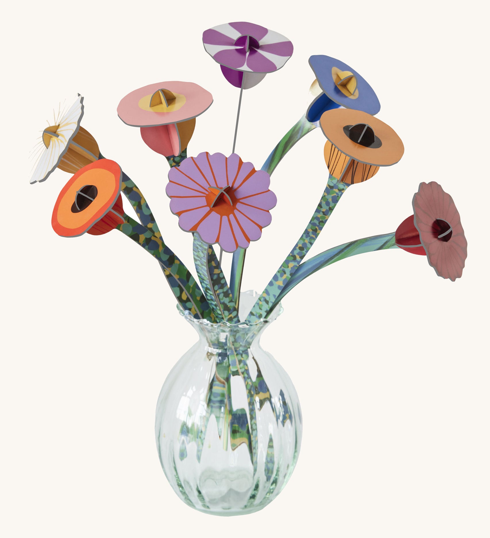 Studio Roof Cardboard Bouquet in a  Klimt's Garden design. A DIY Cardboard craft kit that makes up 8 3D flowers. This 3D pop out DIY kit is part of Studio Roof's artist flowers collection which is available at Babipur. 