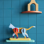  3D cat Art. A colourful cat model in shades of purple