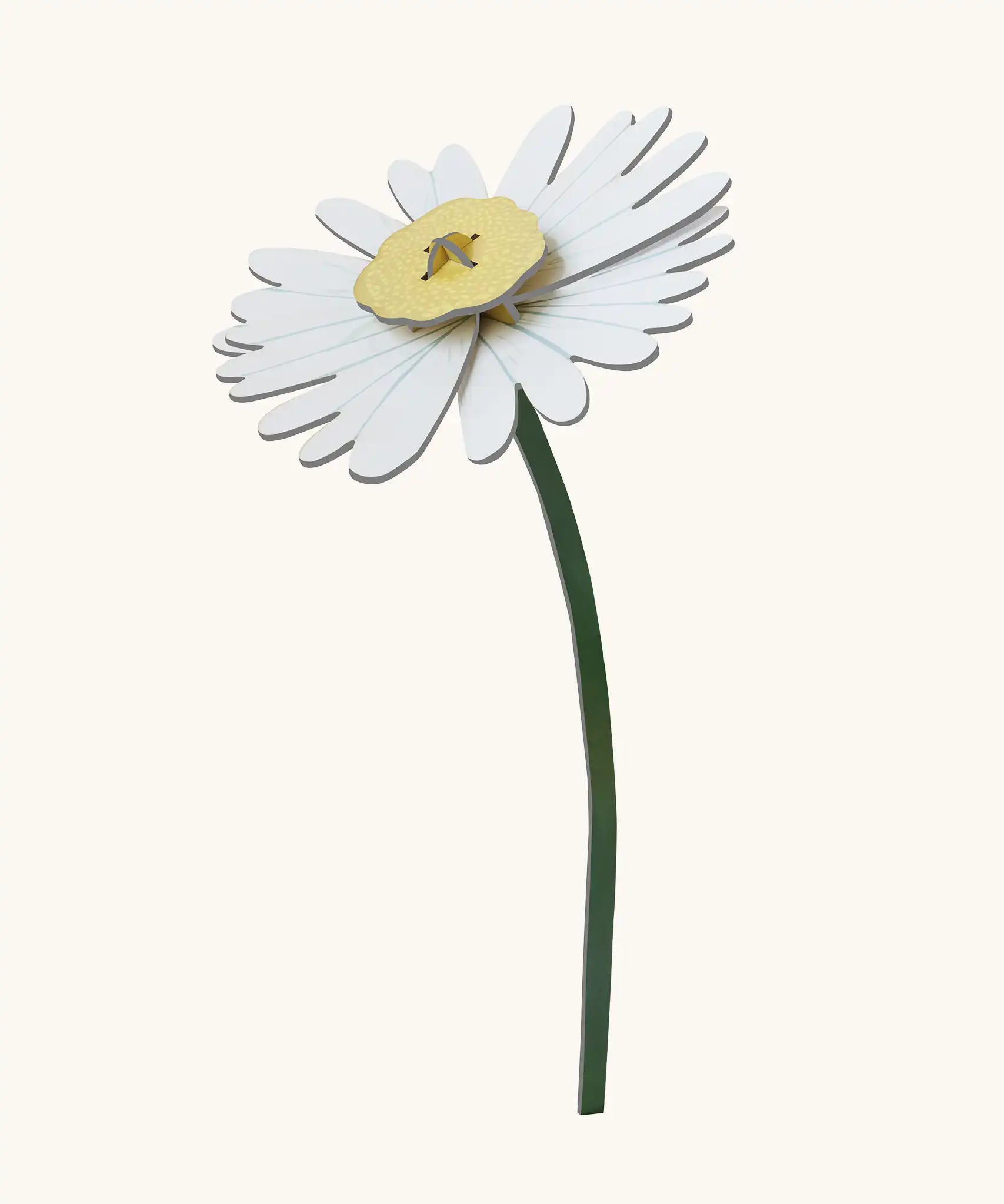 Studio Roof daisy everlasting flower cardboard flower decoration shown built.