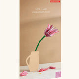 Studio Roof pink tulip everlasting flower cardboard decoration shown in it's packaging.