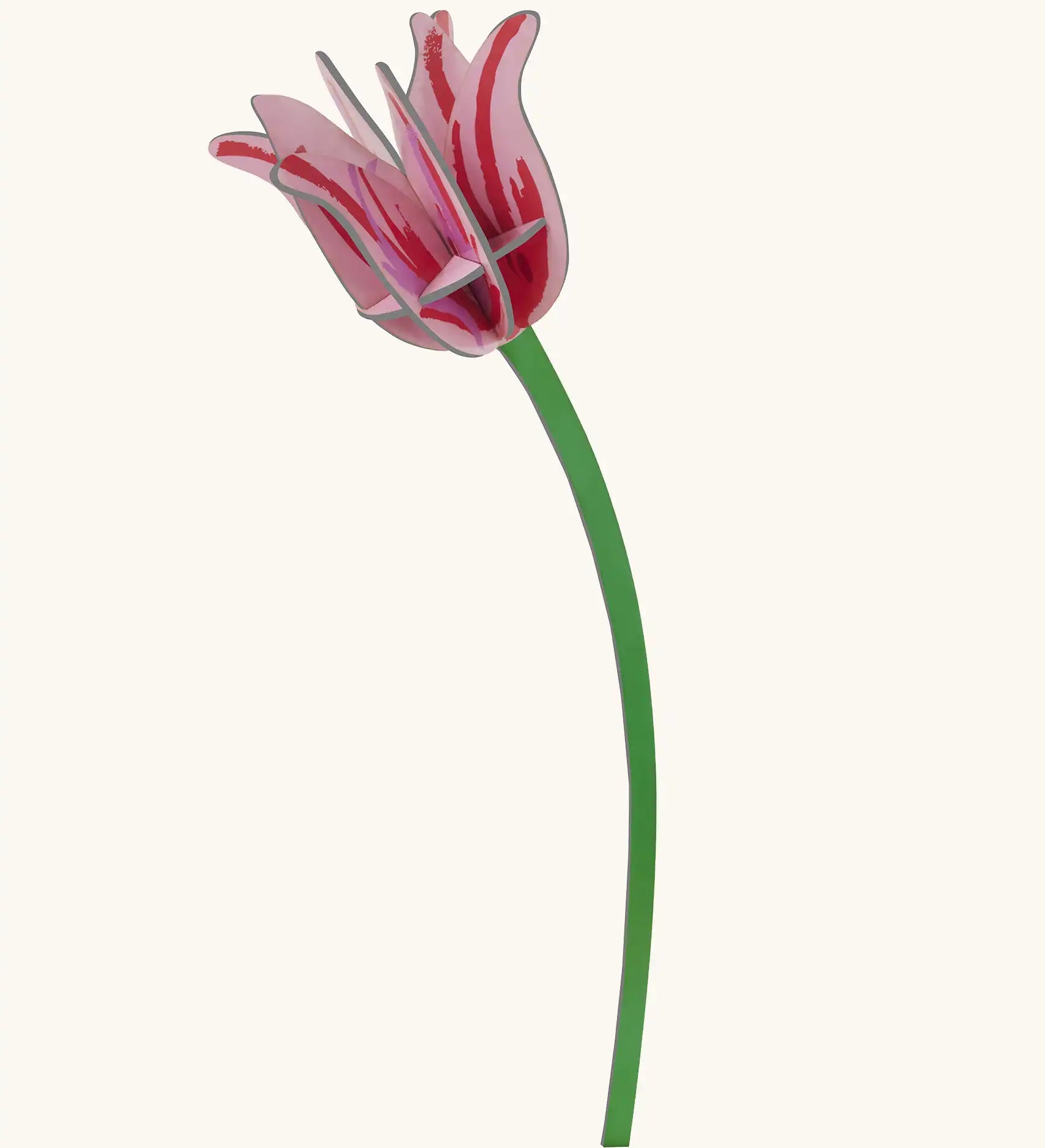 Studio Roof pink tulip everlasting flower cardboard decoration shown built. 