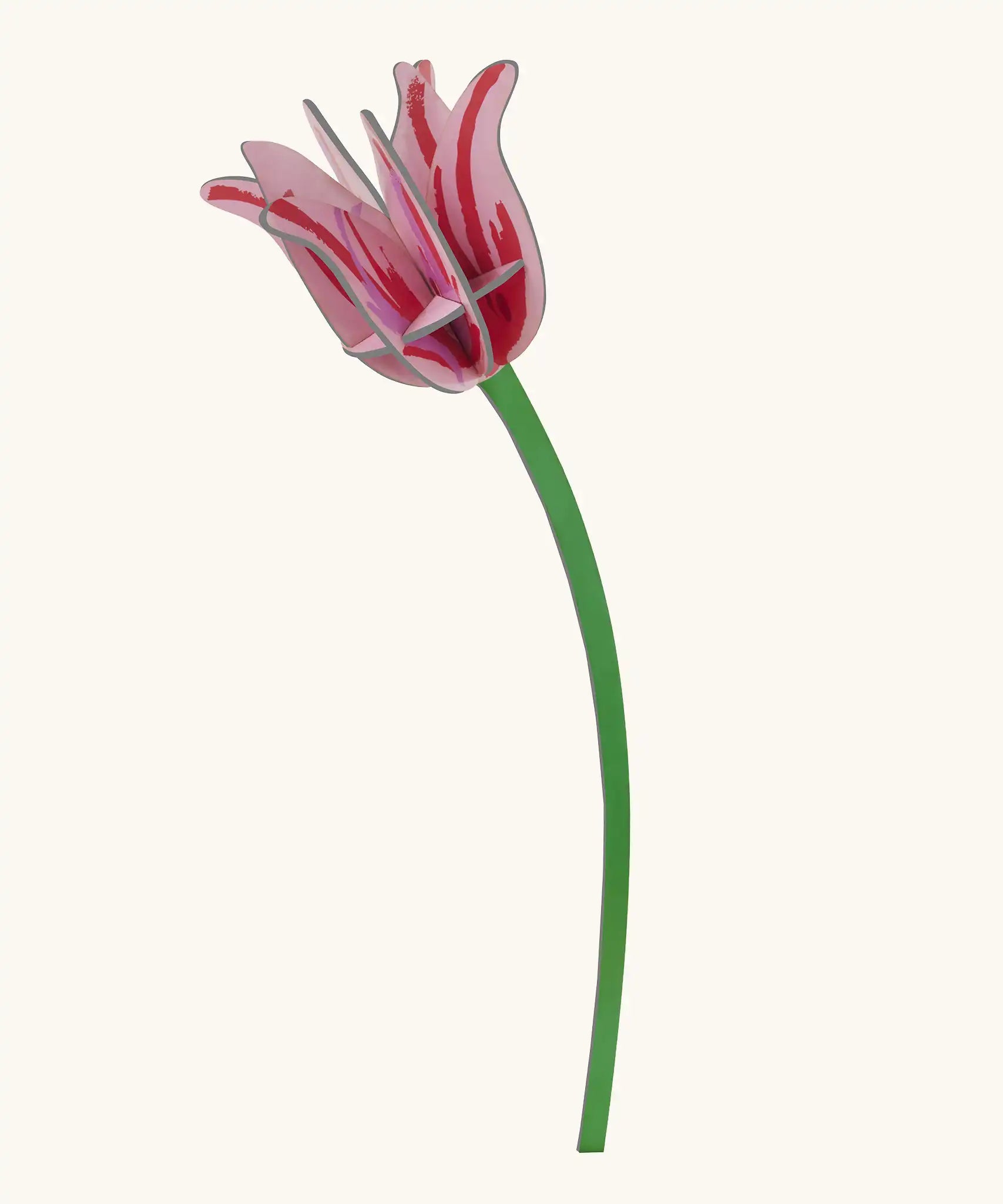 Studio Roof pink tulip everlasting flower cardboard decoration shown built. 