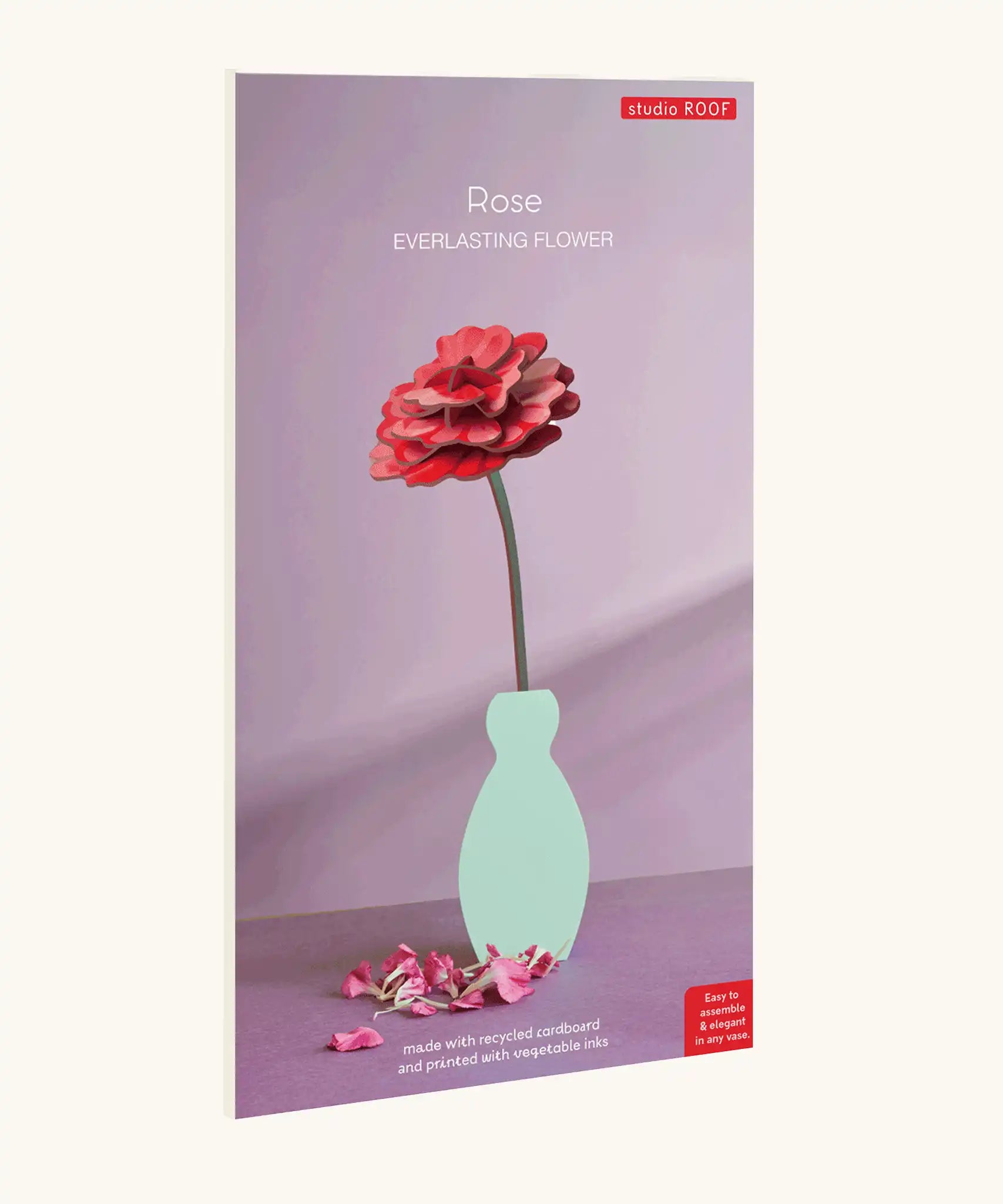 Studio Roof rose everlasting flower cardboard craft kit shown in it's packaging.