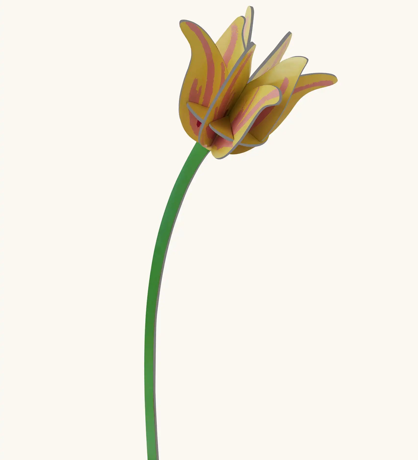 Studio Roof yellow tulip everlasting flower cardboard craft kit shown built.