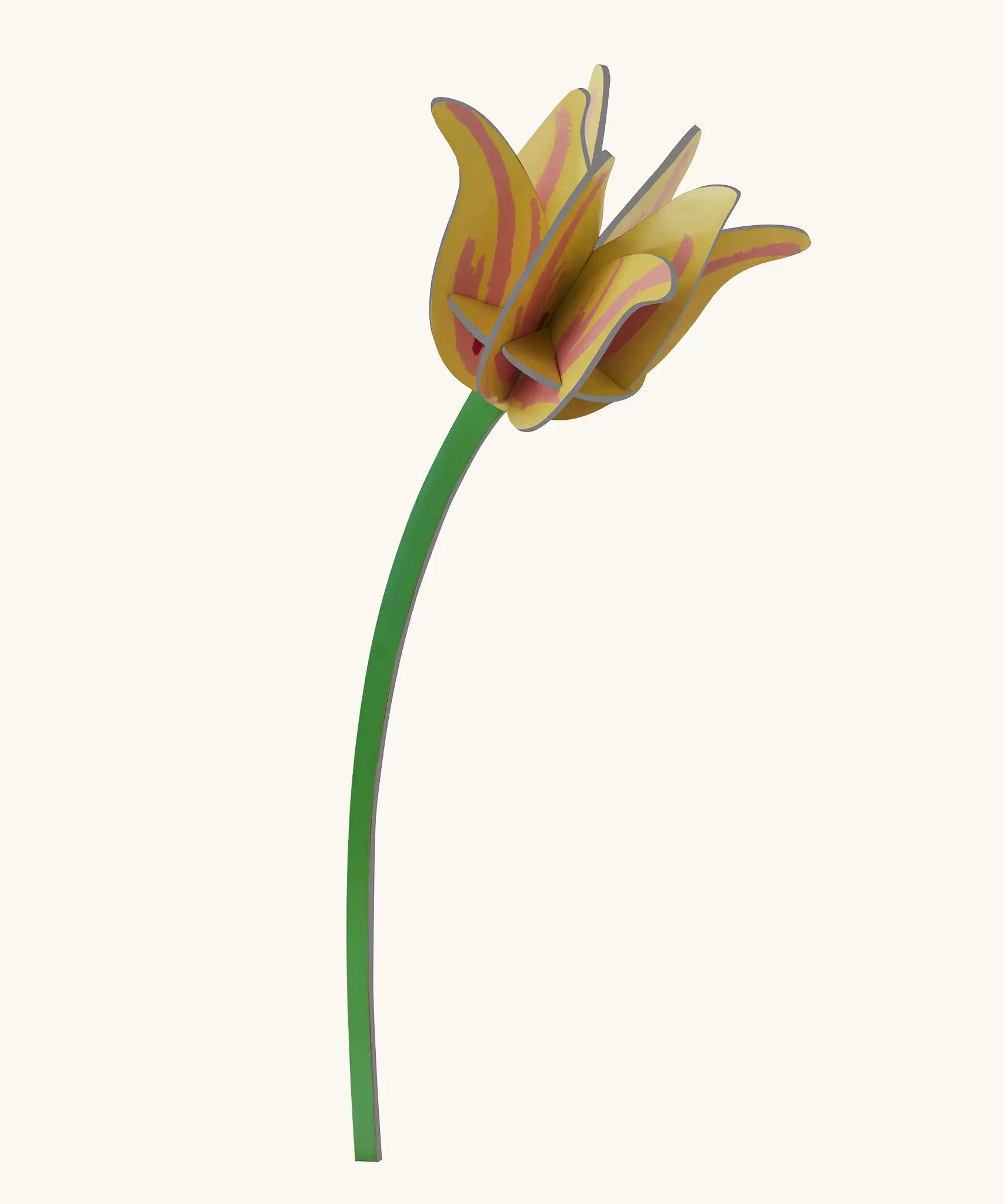 Studio Roof yellow tulip everlasting flower cardboard craft kit shown built.